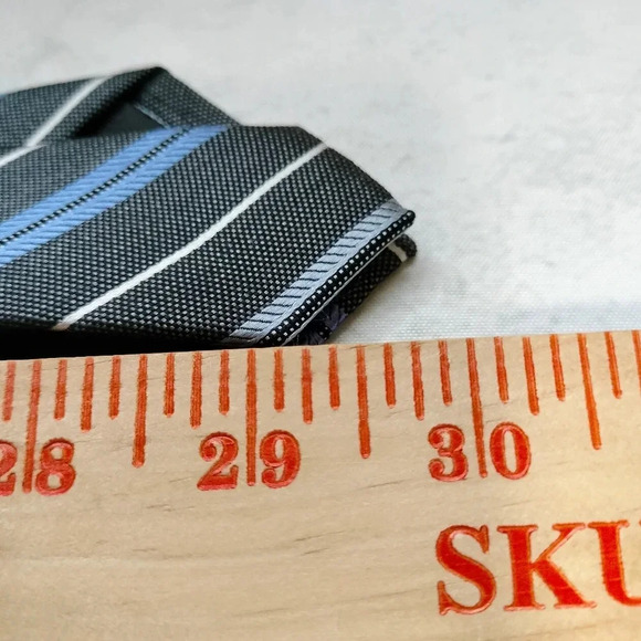 Pronto Uomo Silk Necktie Tie Chambray Striped Handmade Skinny - Picture 6 of 8